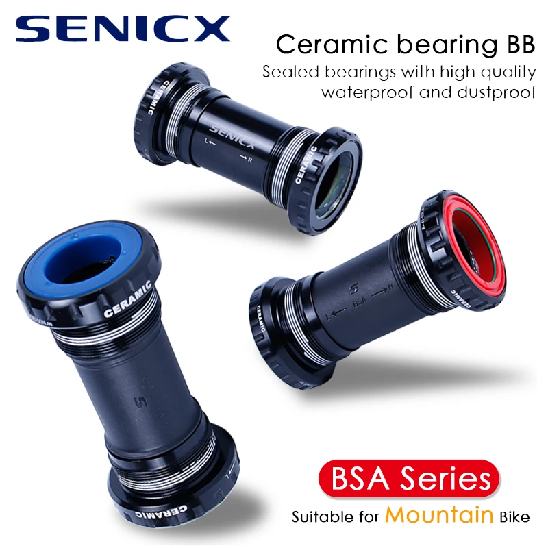 

SENICX Thread 73mm Mtb Bicycle Bottom Bracket Sealed Bearing BSA Series 24mm 28.99mm 30mm Crankset Adapter Ceramic CNC Process