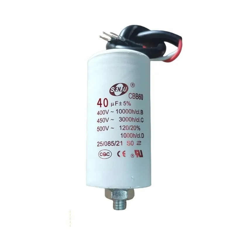 CBB60 450V1.5uF~40uF Пусковой конденсатор с клеммами и винтовым огнестойким корпусом из ПБТ для двигателя воздушного насоса воздушного компрессора