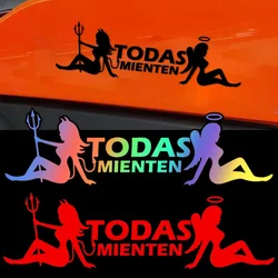 1PC TODAS MIENTEN Angel and Devil Funny Motorcycle Stickers for Motorbike Front Windshield Fuel Tank Scooter Body Vinyl Decals