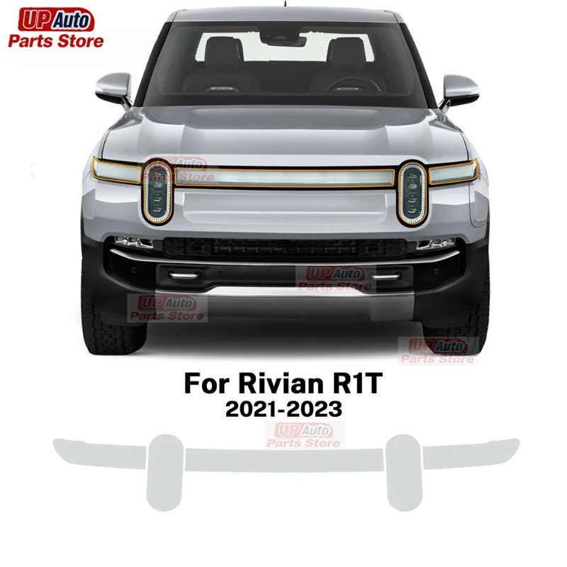 2 Pcs Car Headlight Protective Film Transparent Black TPU Sticker For Rivian R1T 2021 2022 2023 Accessories