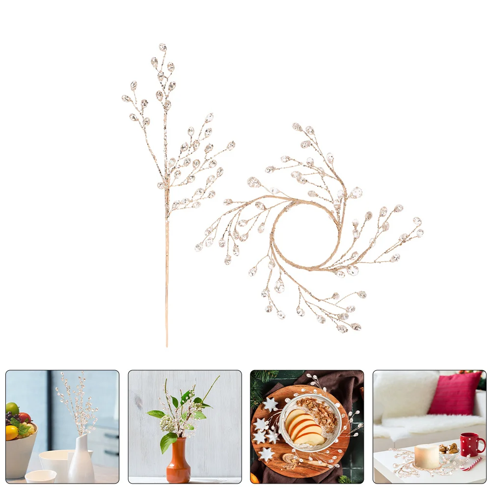 

Christmas Tree Flower Picks Acrylic Beaded Branches Crystal Bud Stems Diy Wreath Decor For Wedding Party Vase Filler Craft