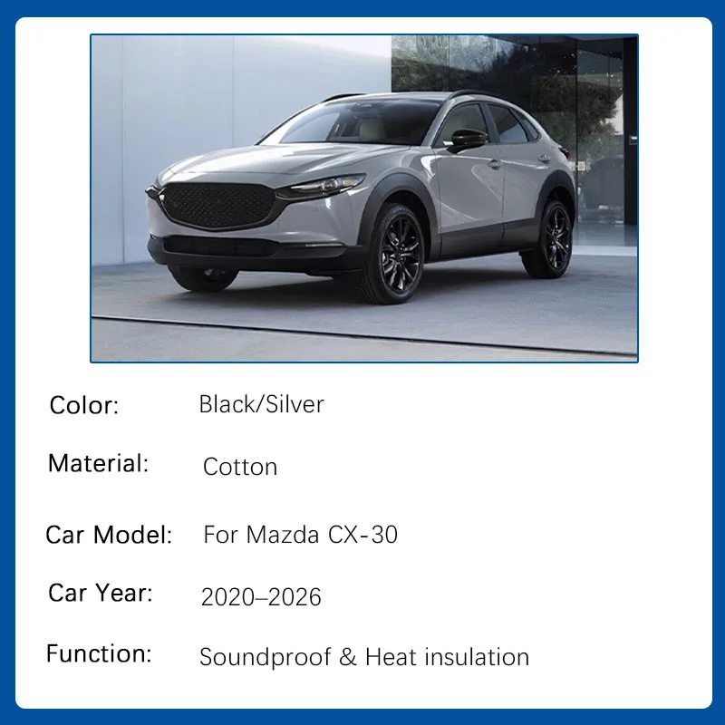 Car Engine Hood Pads For Mazda CX-30 CX30 DM 2020-2026 Soundproof Covers Front Engine Sound Insulation Interior Auto Accessories