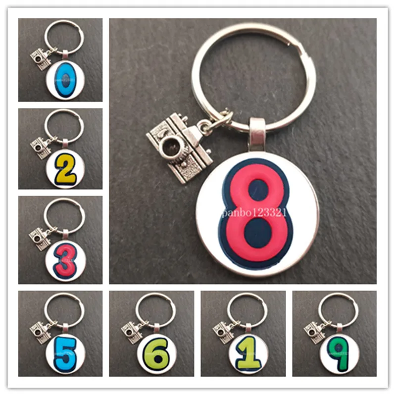 

Classic0-9Arabic Numeral Keychain 2022 New Fashion Color Digital Jewelry Glass Keyring Gift for Students, Family and Colleagues