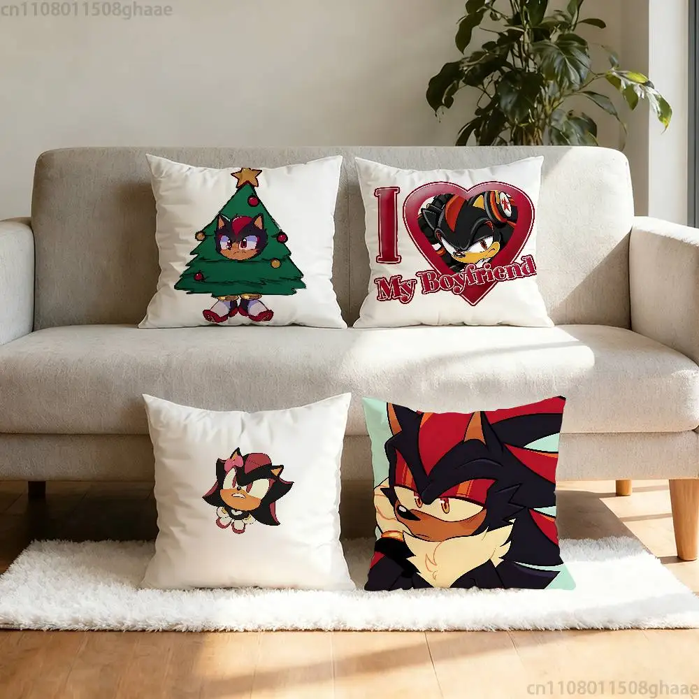 

Shadow The Hedgehog Pillow Case Anti-dustmite Pillowcase Invisible zipper silky short plush Sofa cushion cover