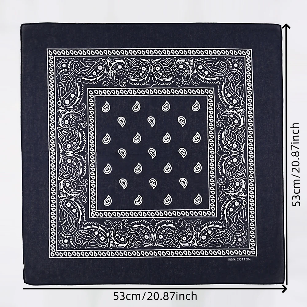 Foulard in cotone misto da 6 pezzi, sciarpa quadrata decorativa paisley multifunzionale, cintura sportiva all'aria aperta con motivo paisley, unisex