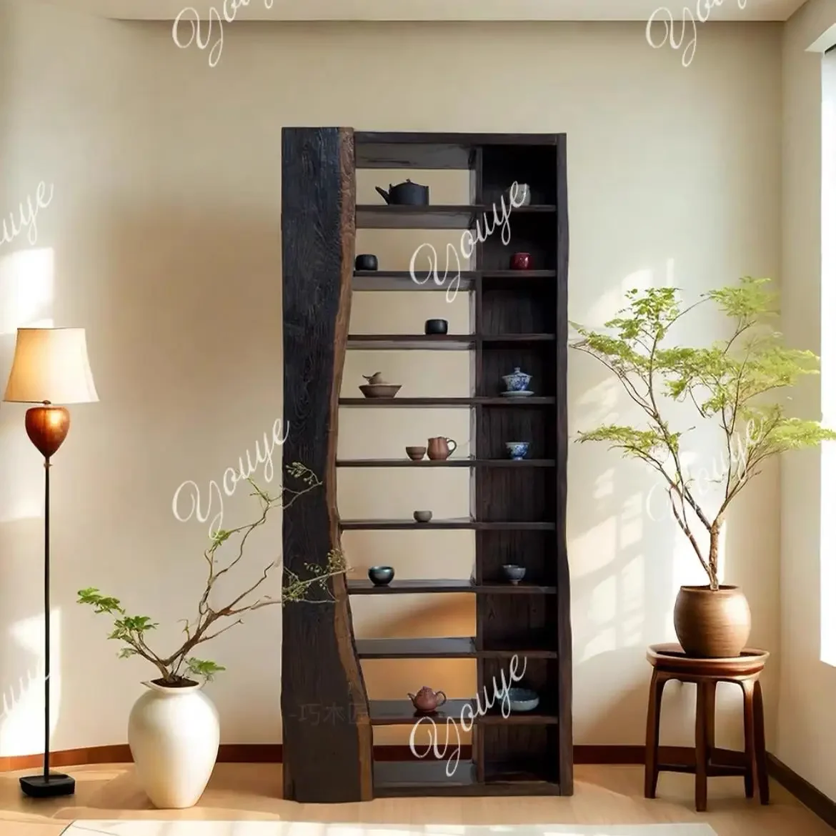 

J Q Medieval Shelf Tea Room Tea Cup Tea Set Duobao Pavilion Solid Wood Cabinet Storage Bogu Rack Display Cabinet