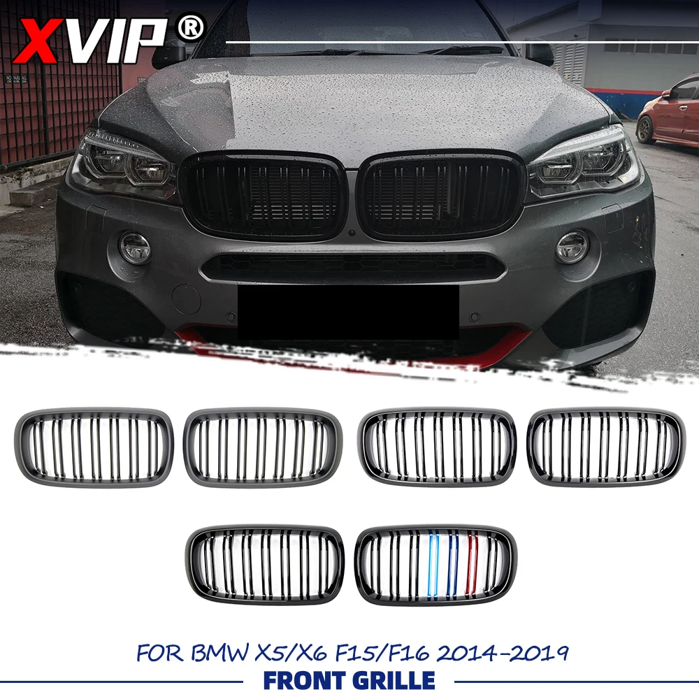 

XVIP Glossy Black Front Bumper Racing Grille Double Line Style For BMW X5 F15 X6 F16 2014-19 Glossy M-Color Upper Racing Grills