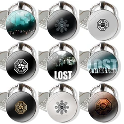 Lost TV Series Dharma 25mm Glass Cabohcon Keychain Key Rings for Women Men Jewelry Gift