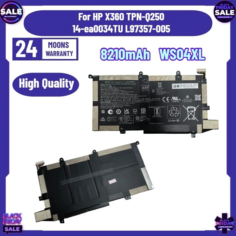 

New 8210mAh WS04XL Battery for HP X360 TPN-Q250 14-ea0034TU L97357-005 Battery Replacement TPN-Q250