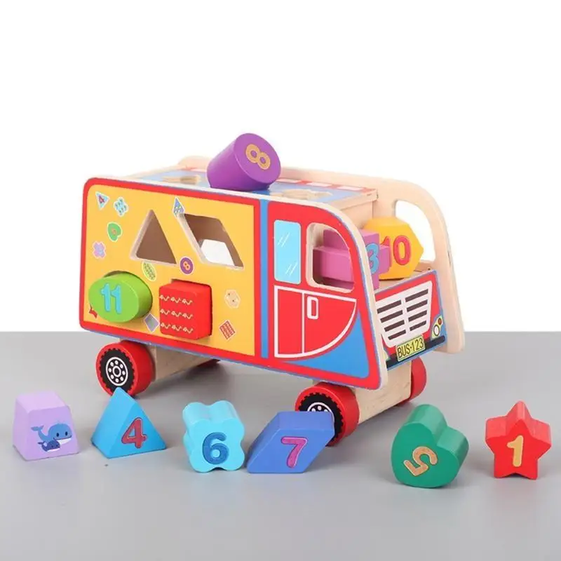 

F62D Sorter Toy Wooden Building Blocks Geometry Learning Matching Sorting Gifts Didactic for Toddlers Baby Kids