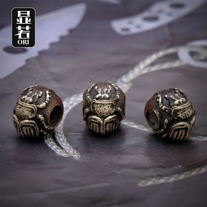 ORI Dung Beetle Faca Talão Pingente Bronze Criativo Inseto Corda DIY Acessórios EDC Pulseiras Presente Para O Homem