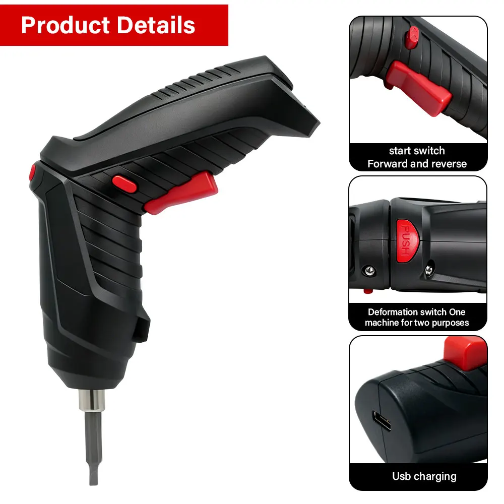 3.6v 2PCS Cordless Screwdriver Set with Rechargeable Lithium Battery Household Electric Drill Tool for Maintenance Repair