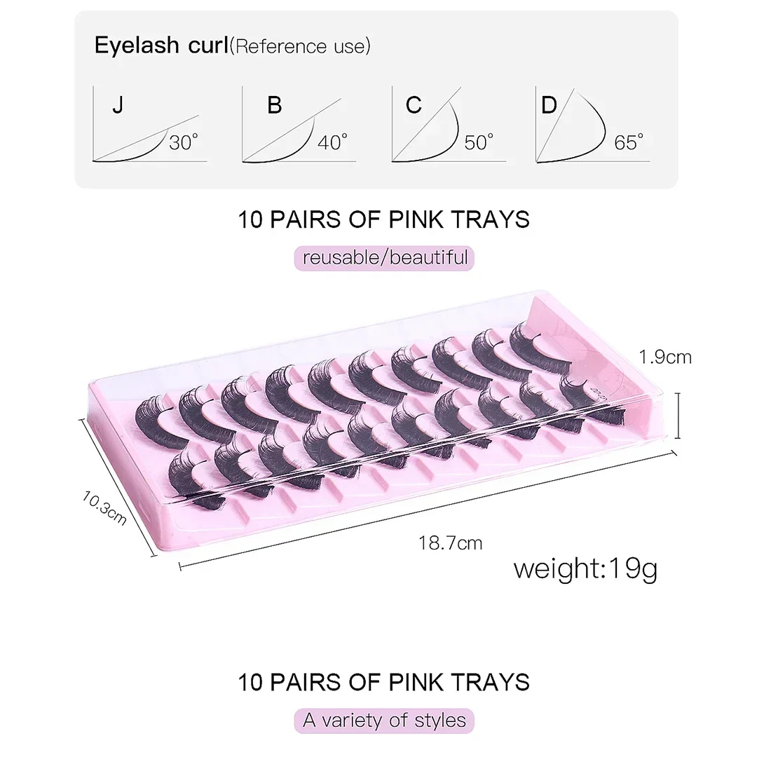 10 คู่ DD Curl Lashes รัสเซีย Strip Lashes 3D Mink ขนตาธรรมชาติยาว Reusable Fluffy eyelashes Extensions