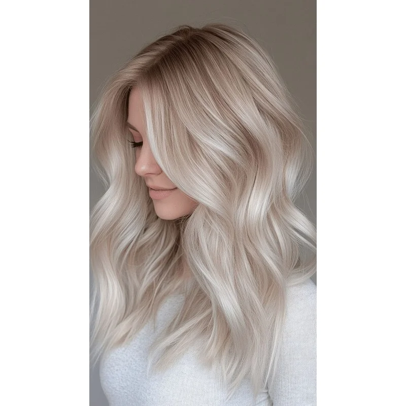 Human Hair Balayage Icy Blonde Highlight Wavy Wigs Lace Front Wig for Women