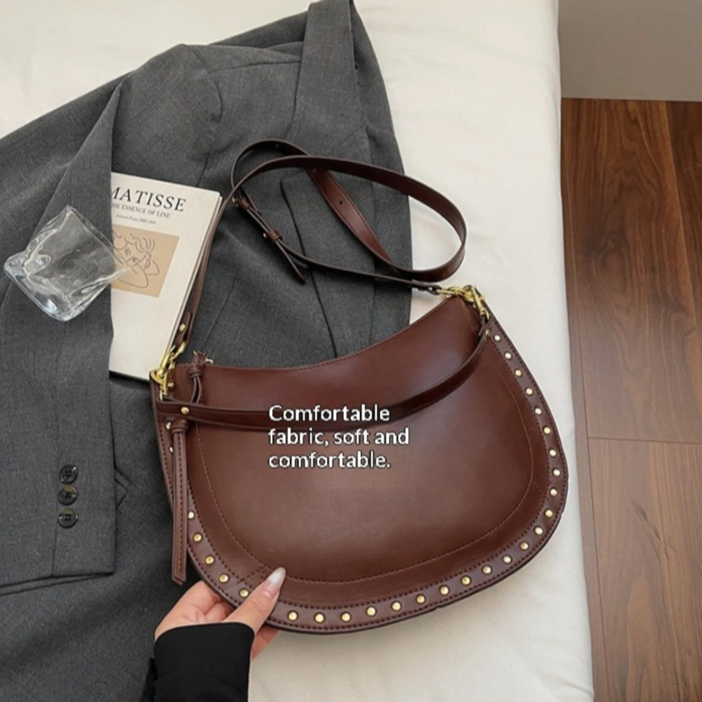 Women Underarm Shoulder Bag Retro Stylish Crossbody Purse Soft Versatile Luxury Simple Handbag for Daily Work Dating Outing