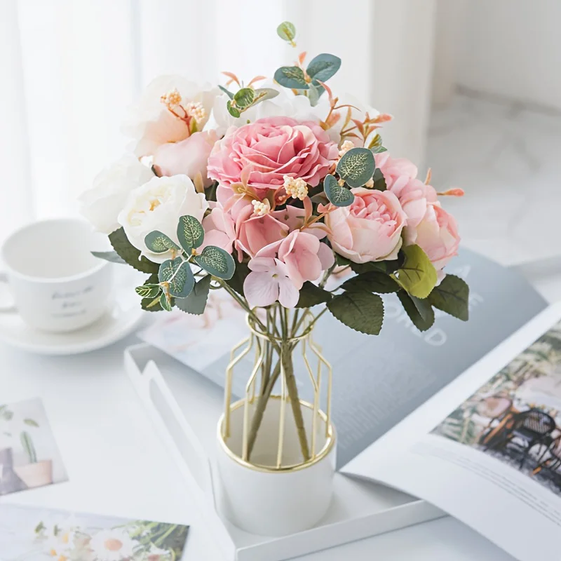 1/3pcs Artificial Flowers Silk Rose Peony Christmas Home garden Arch wall Wedding bridal bouquet Diy gift Decorations Hot sales image 3