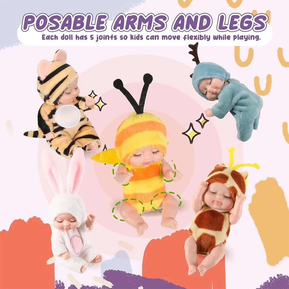 1/6 Uds. Mini muñeca Reborn de 11cm, muñeca realista, juguetes para bebés, muñecas pequeñas, juguetes para niñas, regalo de cumpleaños