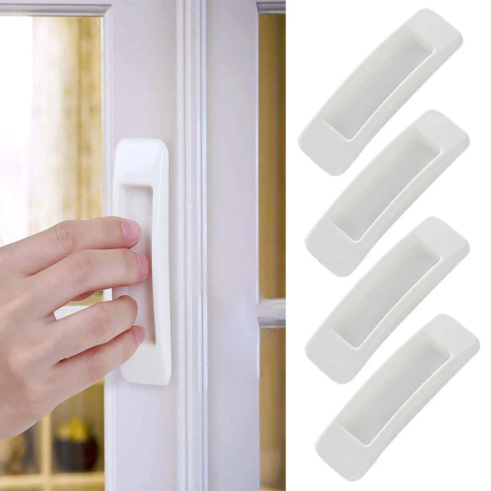 4Pcs Paste The Open Sliding Door Handles for Interior Doors Glass Window Cabinet Drawer Wardrobe Self-adhesive Handle