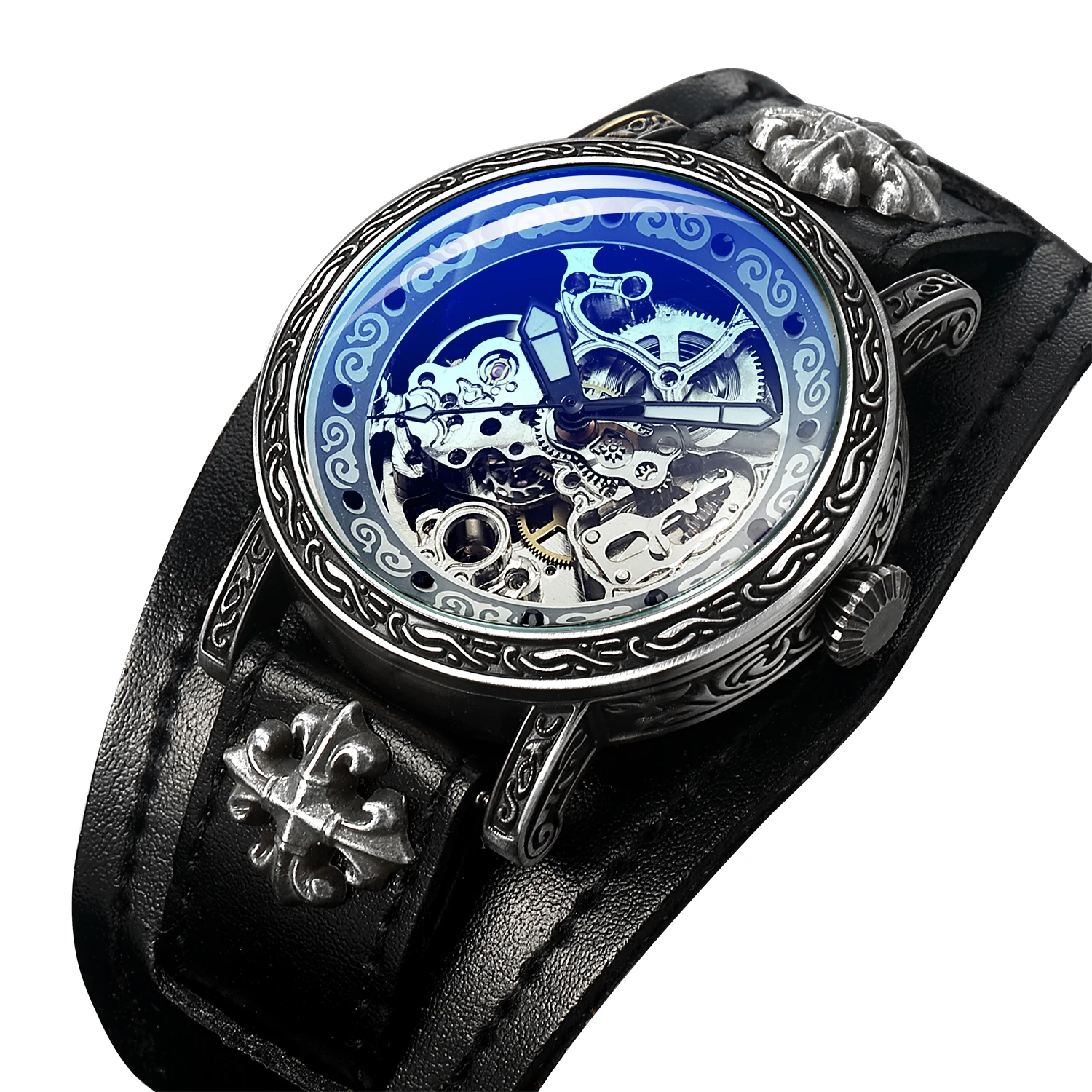 

Luxury Automatic Mechanical Watch Wrist Bracer Band Steampunk Dial Men Skeleton Clock Male Orologio Man Hombre Relogio Masculino