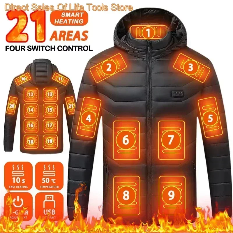 9/21 Areas Heated Jacket Winter Warm Vest USB Men\'s Heating Jacket Heated Vest Coat Hunting Hiking Camping Outdoor Male Clothing