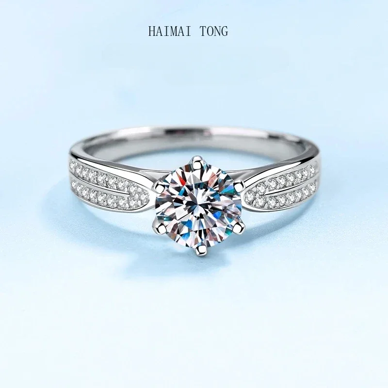 New Style PT950 Platinum Empress Starlight VVS1 D Color Diamond 1/0.5Carat Moissanite Women Wedding Ring and for Girlfriend