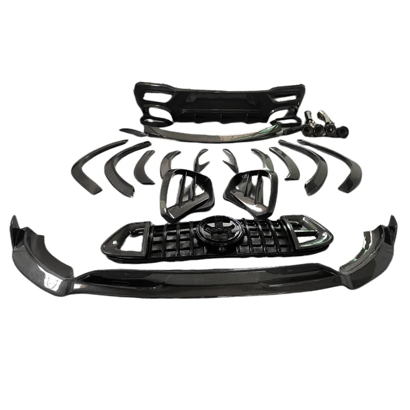 

Передняя губа из настоящего углеродного волокна, задний диффузор, задний спойлер, решетка в стиле B для Mercedes Benz W167 GLE53 63 Coupe SUV AMG Body Kit