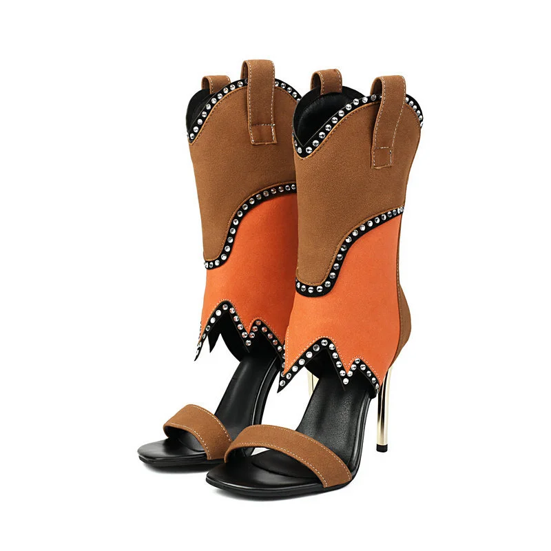 

Женские летние новые сандалии со стразами, на тонком каблуке, на очень высоком каблуке, модный стиль, с молнией сзади, крутые ботинки