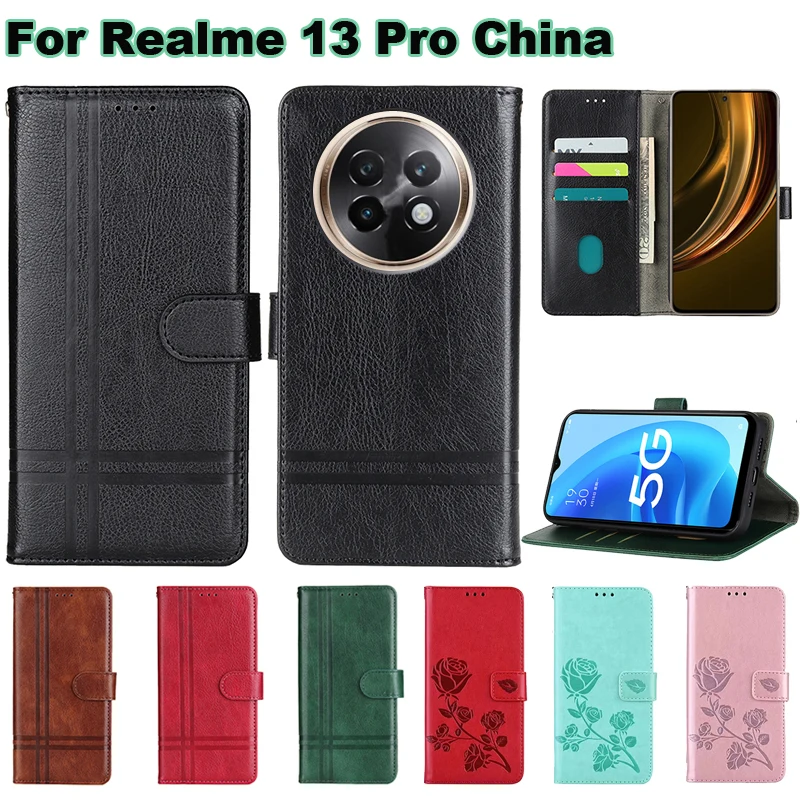 Flip Wallet Cover For Funda Realme 13 Pro China Phone Capa For Capinha De Celulares Realme 13+ 13 Plus 5G RMX5000 RMX5002 Coque