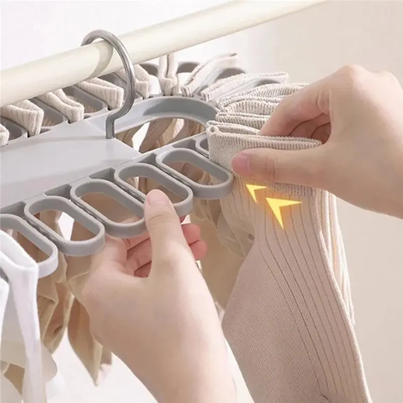 2pcs Socks Drying Rack Space Saving Multifunctional Clothes Hanger with 32 Clips Stable Underwear Hanging Clip