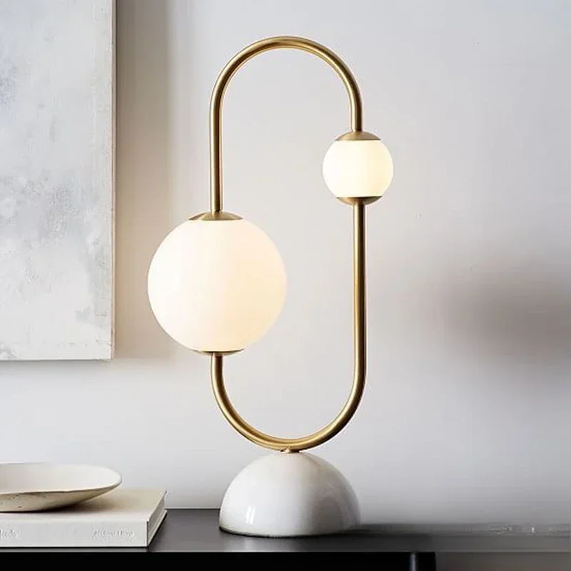 

Modern Simple Bedside Lamp Fashion Creative Glass Ball LED Marble Table Lamp Home Improvement Bedroom