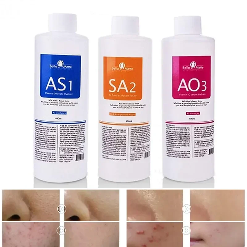 

3PCS AS1 SA2 AO3 Small Bubble Aqua Peeling Solution 400ml Oxygen Dermabrasion Facial Cleaning Blackhead Export Liquid Beauty