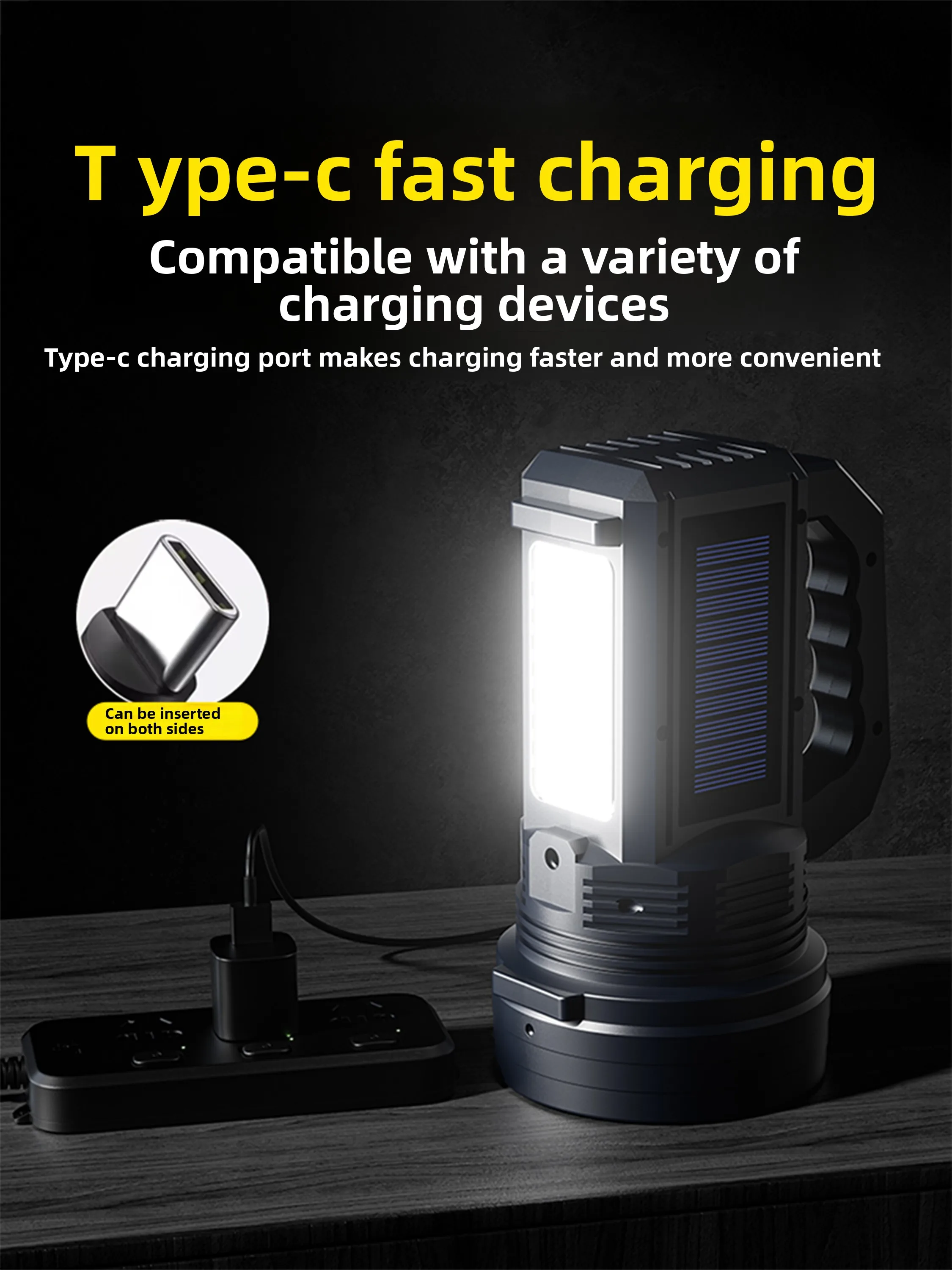 Flashlight strong light charging ultra-bright outdoor long-range handheld searchlight solar flashlight home