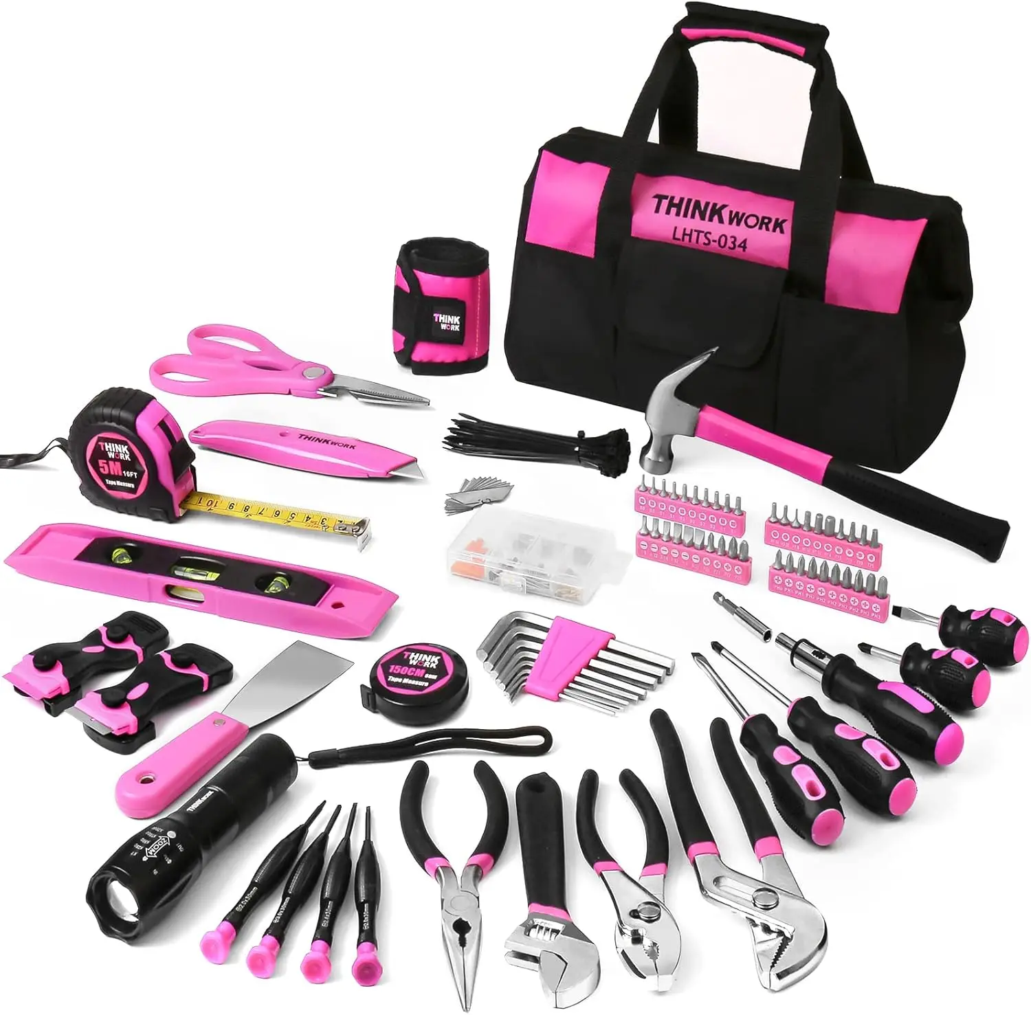 

Pink Tool Set - 207 Piece Portable Home Repair Kit with 13'' Storage Bag, Ideal for DIY and Women's Gifts