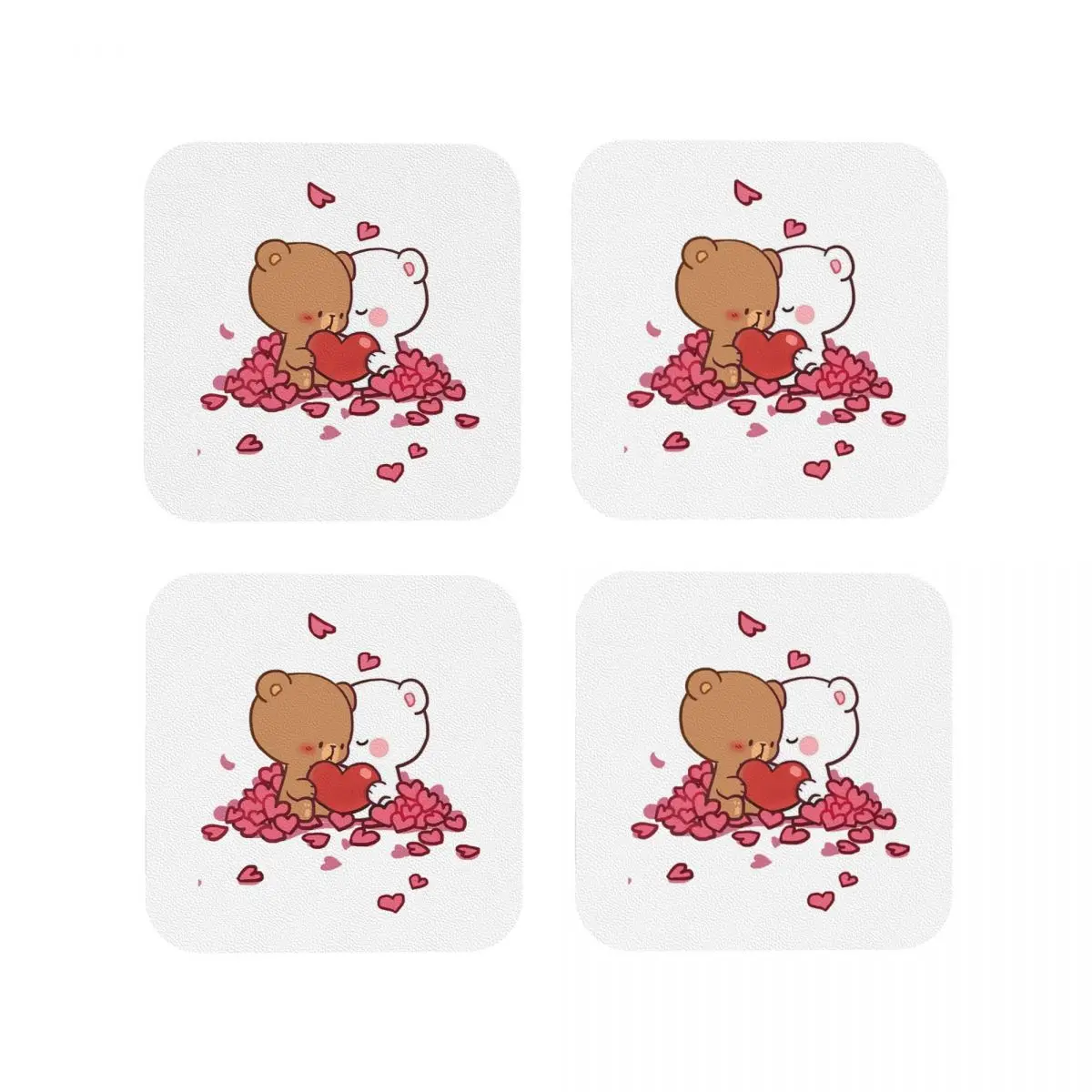 Bear And Panda Bubu Dudu Balloon Coasters Kitchen Placemats Insulation Cup Coffee Mats For Decor Home Tableware Pads Set of 4