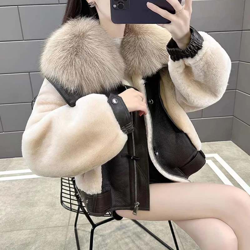 2024 Jackets For Women Winter Coats Wool Coats And Mixtures Fur Coat Women Black Khaki Warm And Luxurious Short Sheepskin Jacket