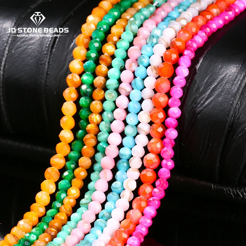 2 3 4mm Faceted Freshwater Shell Bead Dyed Color Round Small Beads for Jewelry Making DIY Elegant Necklace Earrings Accessory