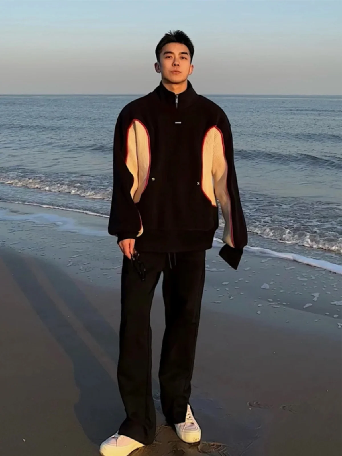 

Модная мужская толстовка на молнии с флисовой подкладкой, вязаная, в стиле пэчворк, с высоким воротником, гоночный костюм, премиум-качество, новинка 2024 года, верхняя одежда