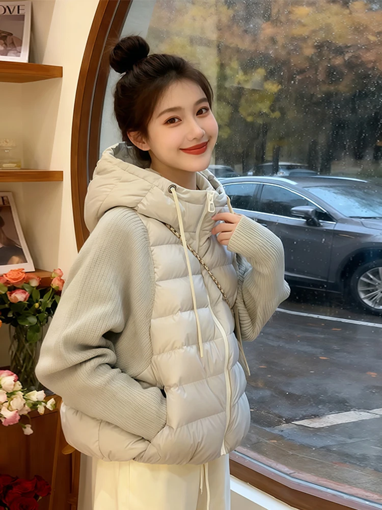 

Новинка! Женская зимняя куртка из хлопка с эффектом похудения, в корейском стиле, модная, высококачественная, с цветовыми блоками, для повседневной носки.