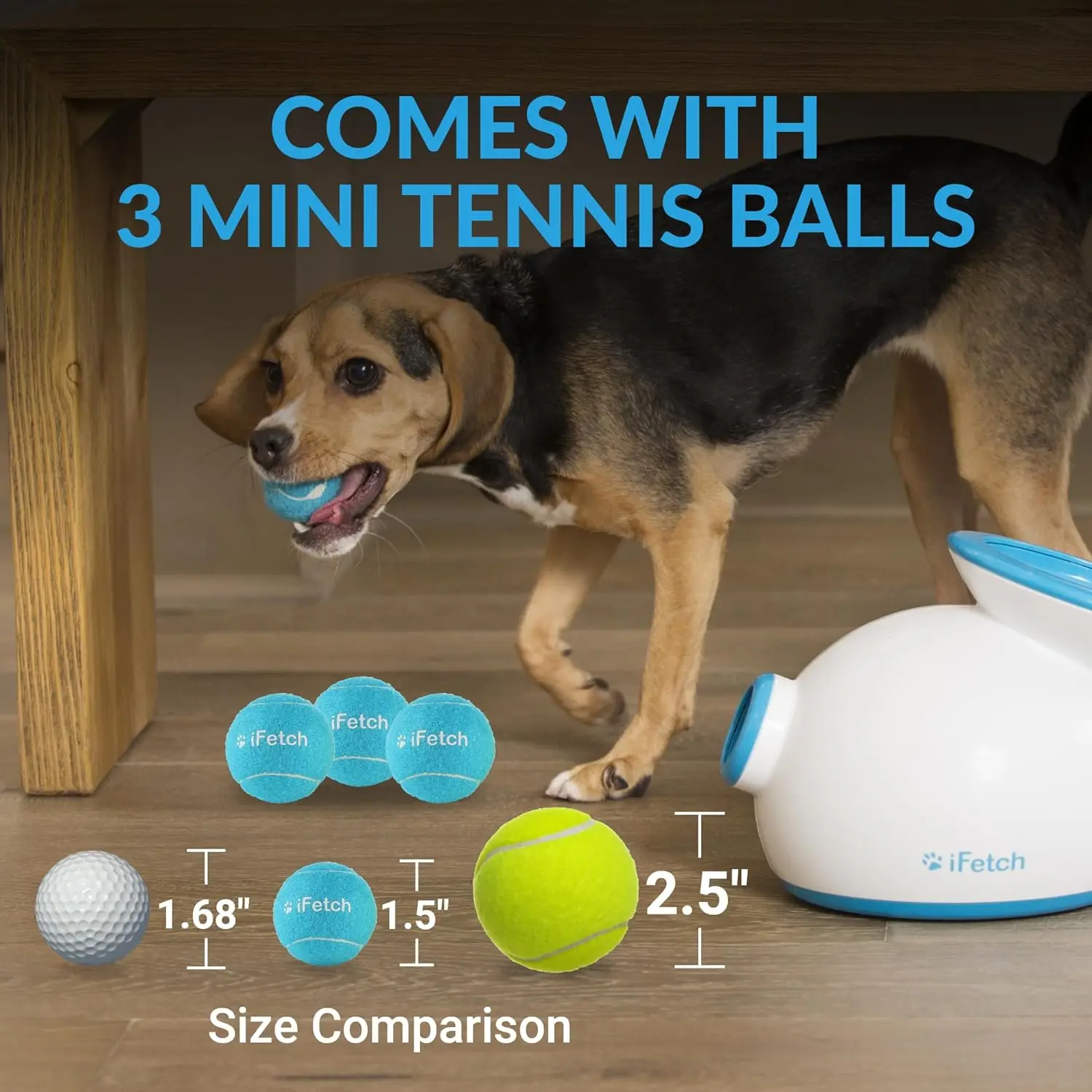 

Automatic Dog Ball Launcher for Small to Medium Dogs, Indoor/Outdoor Dog Toy Thrower, Includes 3 Mini Tennis Balls