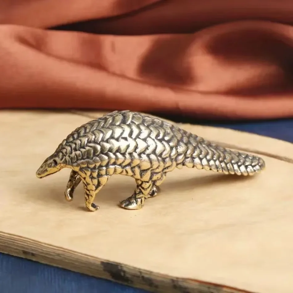 Solid Copper Small Pangolin Figurines Miniature Vintage Bronze Animal Home Ornament Statue Desktop Oranment Craft Gift Accessory