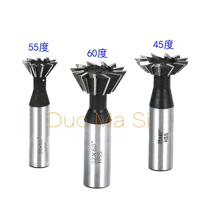 10mm 12mm 16mm 20mm 25mm 30mm 40mm 50mm 60mm Dovetail Milling Cutter 45 55 60 Degrees CNC Router Bit Straight Shank HSS End Mill