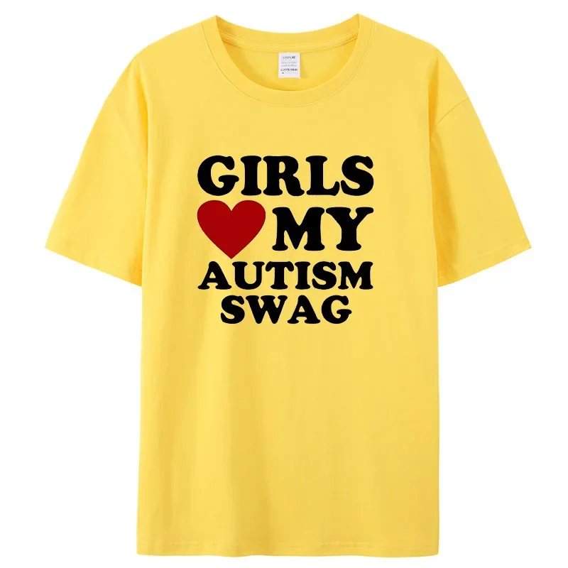 Girls Love My Autism Swag Funny Autistic Boy Gifts Awareness T Shirts Graphic Streetwear Short Sleeve Gifts Ideas T-shirt Men