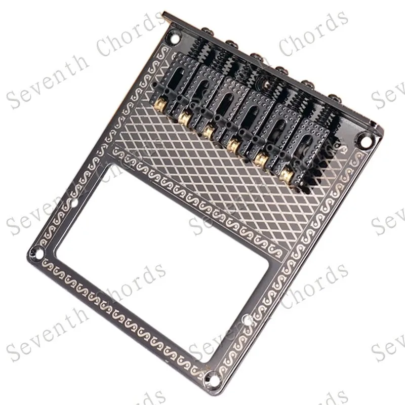 Ein Satz schwarzer, geschnitzter, dekorativer Humbucker mit Montageloch, 6-Saiten-Rollensattelbrücke für E-Gitarrenteile – Detail 8