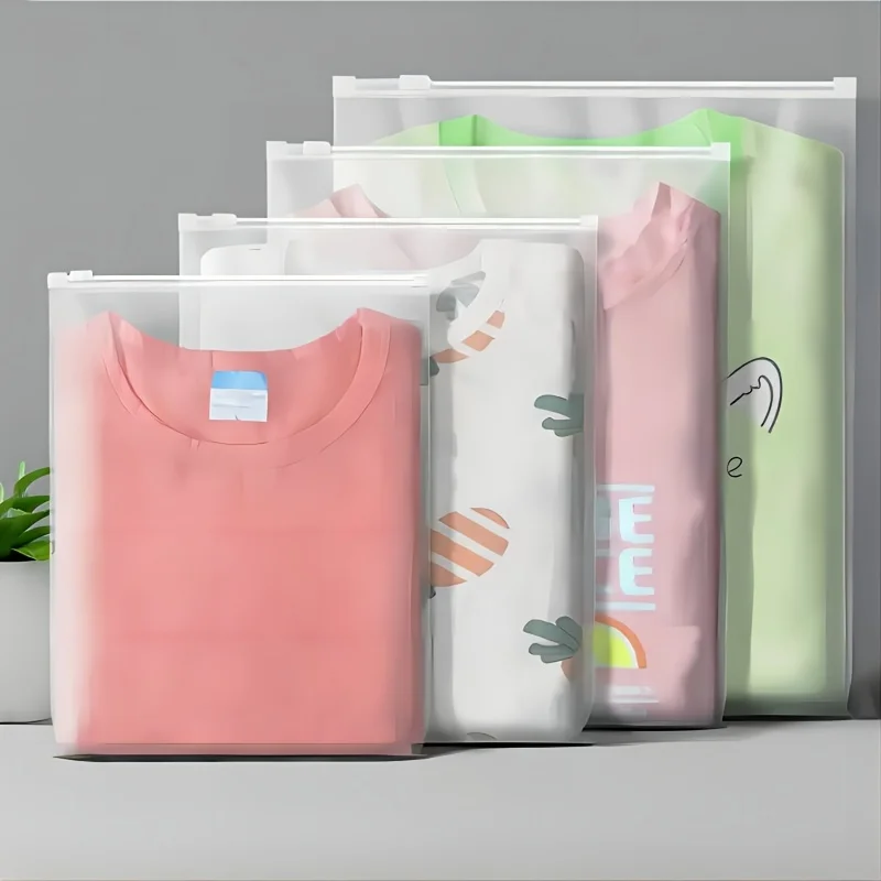 50pcs Frosted Ziplock Clothes Storage Bags with Vent Holes, Resealable Travel Packing Pouches for Shirts Jeans Pants T-Shirts