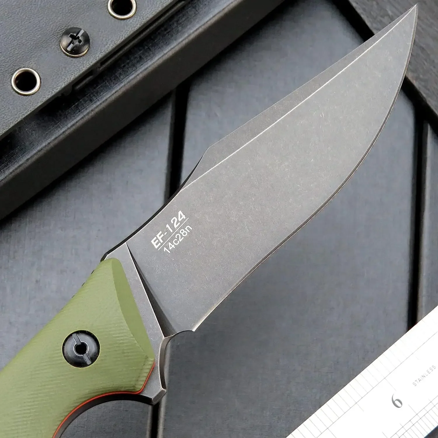 Eafengrow EF124 coltello a lama fissa 14 c28n lama in acciaio, manico bicolore G10 per lavorare in campeggio caccia sopravvivenza con guaina Kydex