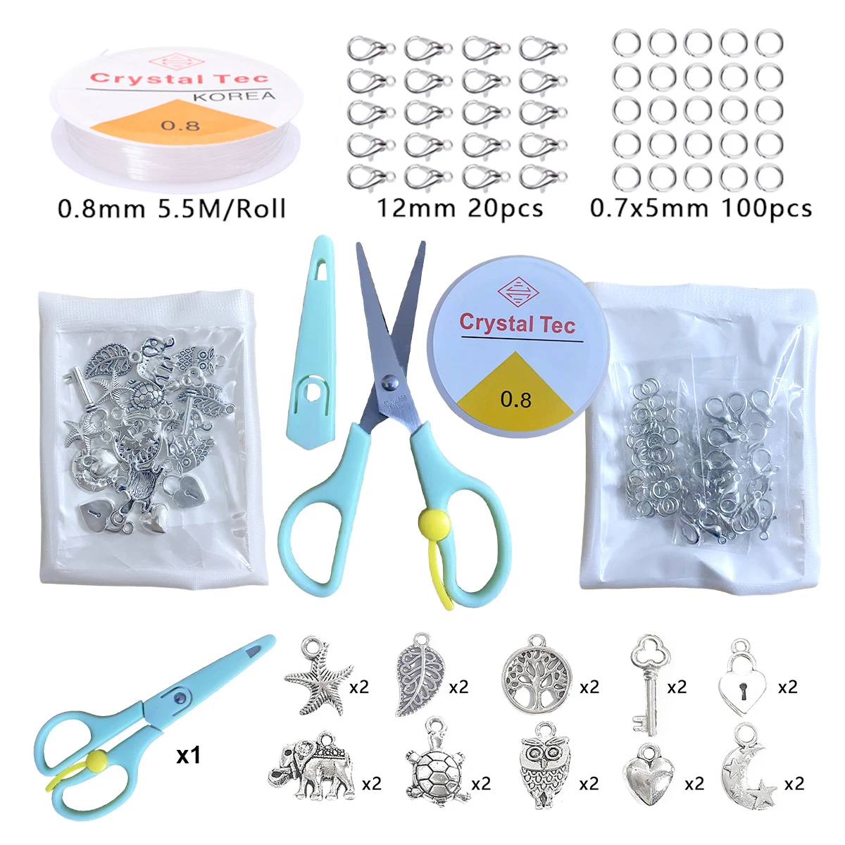 800 Stück Acryl-Kunstperlen Set, 3-14 mm verschiedene Größen gemischt, Runde Zwischenperlen für DIY-Schmuckherstellung, Halsketten und Armbänder – Detail 4
