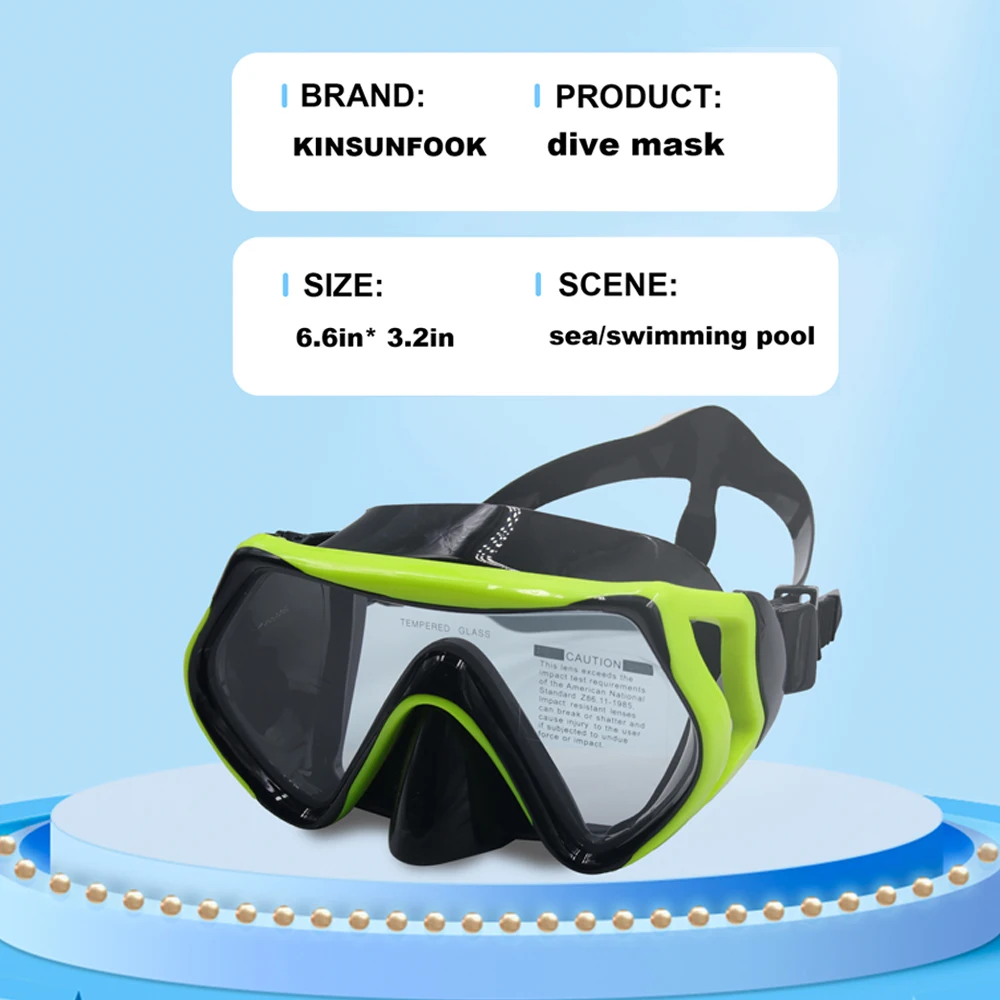 Snorkeling Diving Mask Adult Swimming Goggles Anti-Fog Silicone Swimming Mask Big Frame With Nose Cover Swimming Glasses