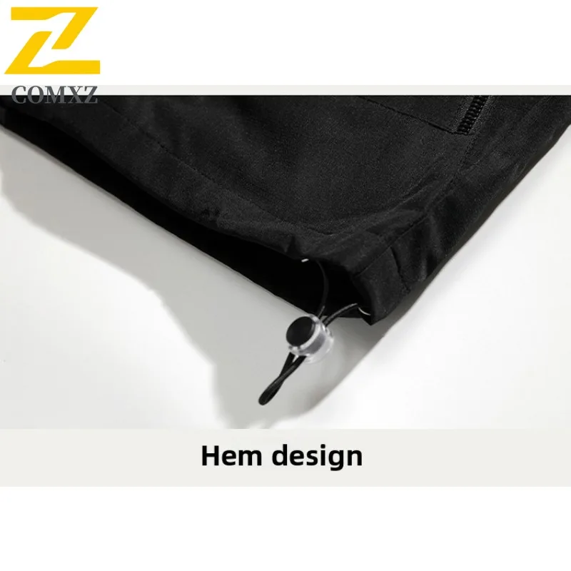 معطف رجالي COMXZ مقاوم للماء ملابس عمل للسفر وركوب الدراجات سترات صيد فضفاضة مقاومة للرياح خفيفة الوزن للتخييم والمشي سترة واقية من الرياح