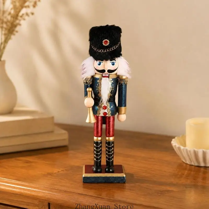 Bunte hölzerne Nussknacker-Soldatenfigur für saisonale Heimdekoration 3XUF – Detail 7