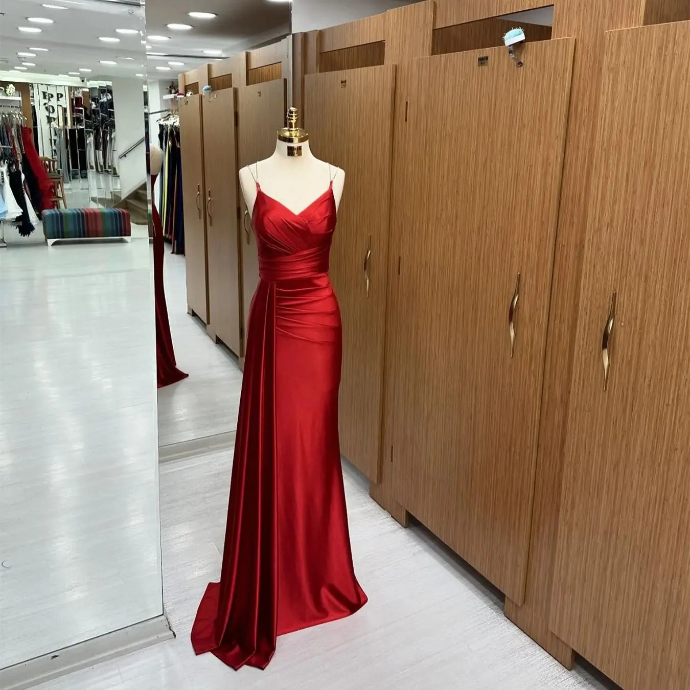 MVOZEIN-vestidos de noche rojos con trampa de espagueti, vestido largo con escote en V y espalda descubierta, vestidos elegantes para mujer, vestidos de fiesta para ocasiones especiales